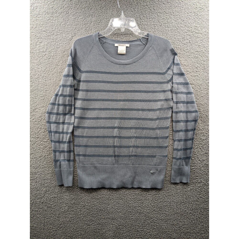 Nike Golf Women's Blue Gray Striped Lightweight Crewneck Sweater Large